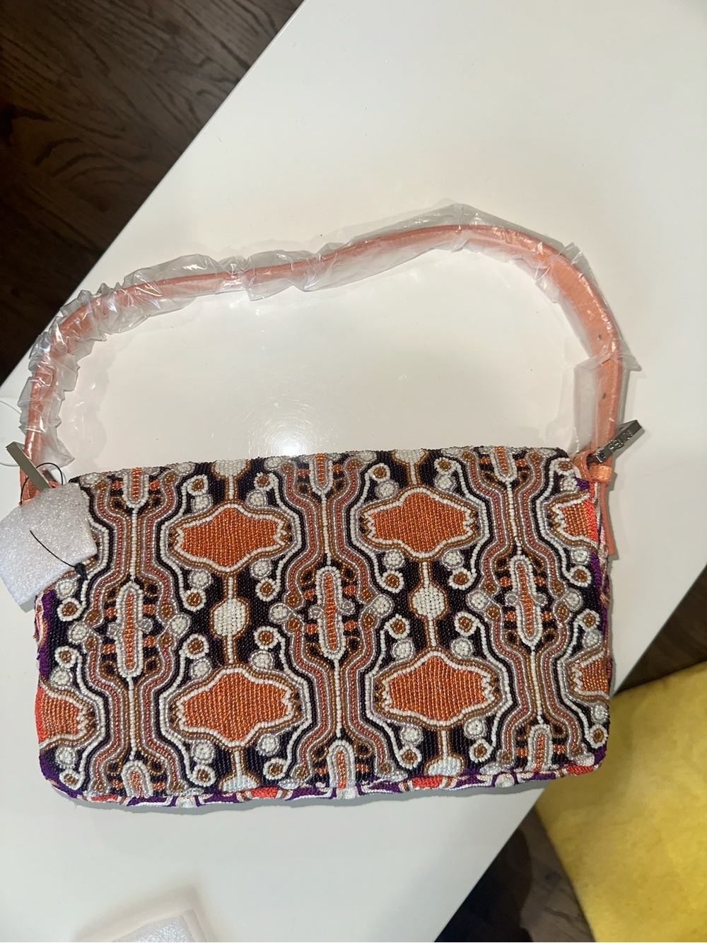 Fendi Multicolor Patterned Shoulder Bag with Orange Strap - Picture 5 of 9